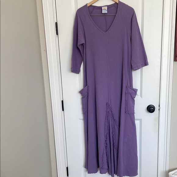 Dunes Relaxed Fashion Women's Cotton Maxi Dress Purple S/M - Picture 1 of 7